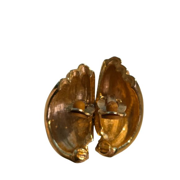 80's Couture Gold Tone Enamel Clip On Earrings Byzantine Designer Statement Runw - Picture 3 of 5